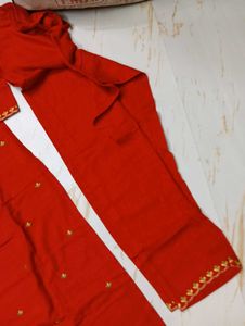 Stitched Elegant Red Kurta Set