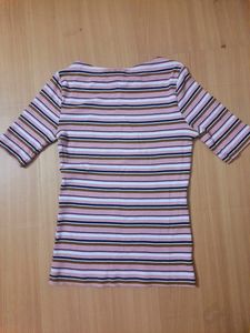 Ginger Ribbed Striped Top With Boat Neck