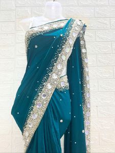Green Motis And Stones Work Like New Saree