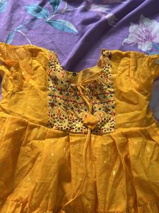 Girls' Yellow Anarkali Dress