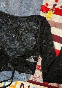 Black Lace Long Sleeve Top