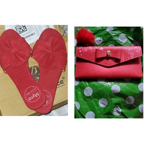 Red Clutch With Flip Flop