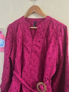 Magenta Belted Mini Dress