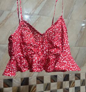 Cute Red Floral Umbrella Top