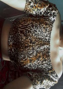Leopard Print Offshoulder Top