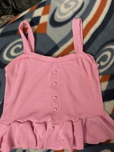 Cute Pink Ruffled Tank Top