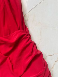 ZARA Red Draped Wrap-Style Top