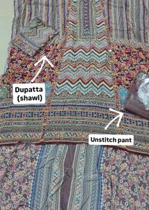 Floral Maroon Multi Colour Muslin Material