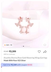 Giva Rose Gold Butterfly Drop Earrings