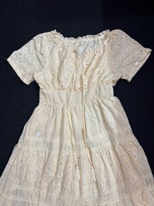 Cream Eyelet Midi Dress