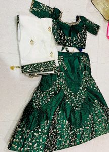 Dark Green Lehenga With Choli And Dupatta