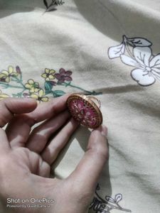 Pink Kundan Statement Ring
