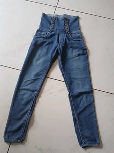 High-Waisted Denim Jeans