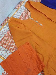 Orange Floral Anarkali Suit