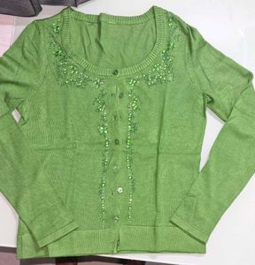 Green Embellished Cardigan
