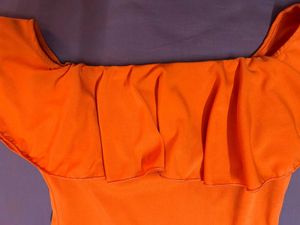 Vibrant Orange Off-Shoulder Ruffle Top