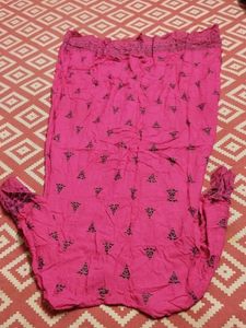 Pink Embroidered Palazzo Pants