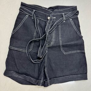 Women High Waist Dark Wash Denim Shorts