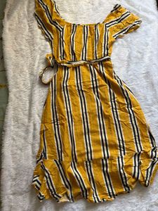 Striped Off-Shoulder Maxi Dress