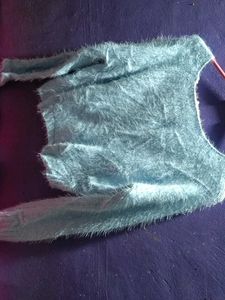 Fluffy Blue Knit Sweater