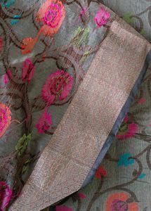 Olive Weaved Cotton Saree