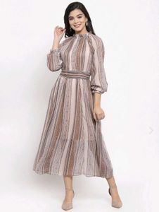 Elegant Striped Midi Dress (34-36)