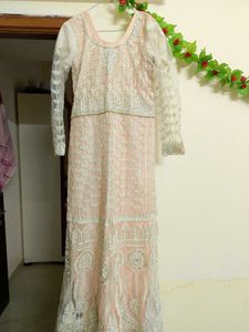 Traditional 🌸💮Peach Colour Embroidery LongFrock