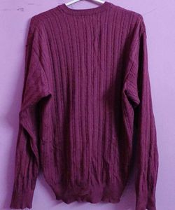 Burgundy V-Neck Knit Sweater