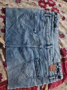 Distressed Denim Mini Skirt