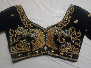 Black &amp; Gold Embellished Blouse Y2K
