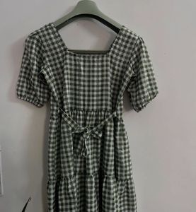 Green Gingham Tie Waist Dress/ cottagecore dress