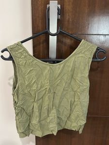 Olive Green Lace Trim Top Coord Set