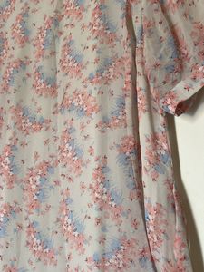CREAMY WHITE FLORAL PRINT DRESS WITH PUFFY SLEEVES