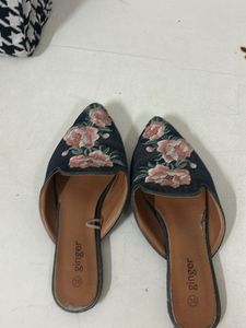 Floral Embroidered Mules