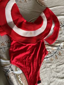 Red Ruffle Bodysuit
