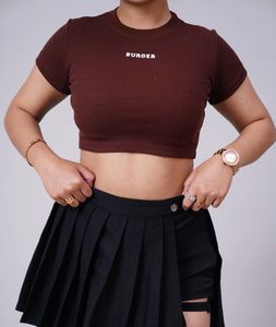 Burger logo printed crop gigi tee for Women🍂
