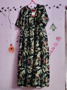 Large Multicolored Black Viscose Rayon Women Gown