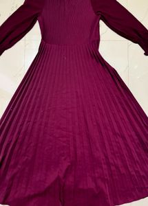 Burgundy Pleated Long Dress❤️