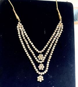 Elegant Triple-Layer Kundan-Style Stone Necklace