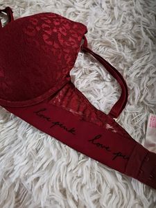 Victoria&#39;s Secret PINK Burgundy Leopard Lace Bra