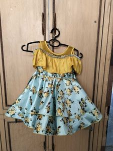 Designed Long Frock With Floral Back Perfec