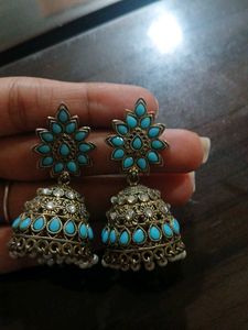 Turquoise Jhumka Earrings