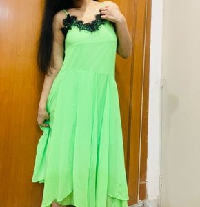 Lime Green Lace Trim Maxi Dress