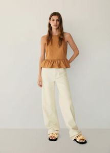 Mango Sleeveless Peplum Blouse Classic Round Neck