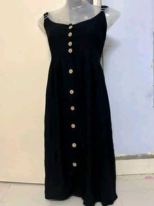 Zara branded Black Button-Down Midi Dress