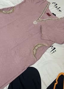 Mauve Embellished Kurta Set