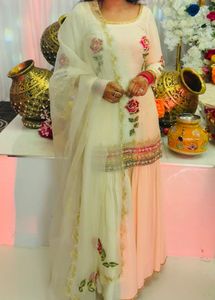 Elegant Off White Embroidered Garara Set