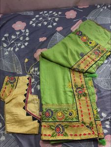 elegant embroidery saree with blouse