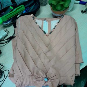 Peach Dress with Pearl Detail
