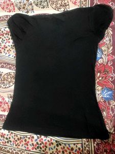 Black Puff Sleevee Partywear Top